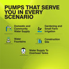 Kirloskar KOSI-128 open well pump with 25 × 25 mm connections and 1 HP motor.