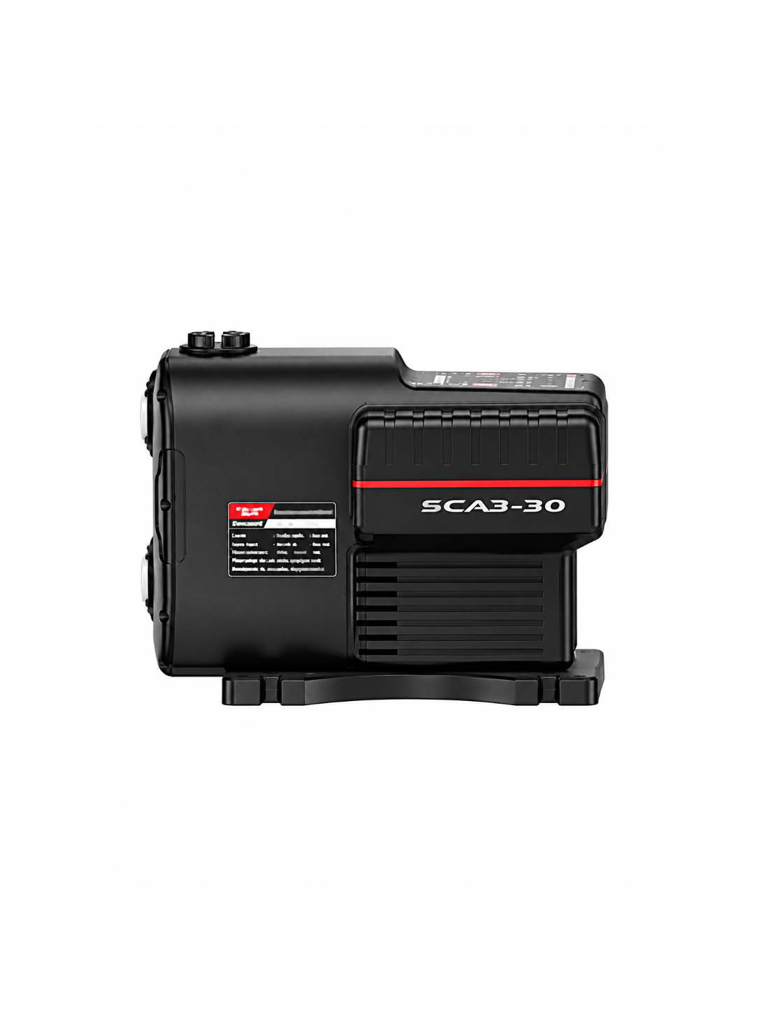 Alternate angled view of VOLO SCA3-30 pressure booster pump showing the top control panel and mounting base