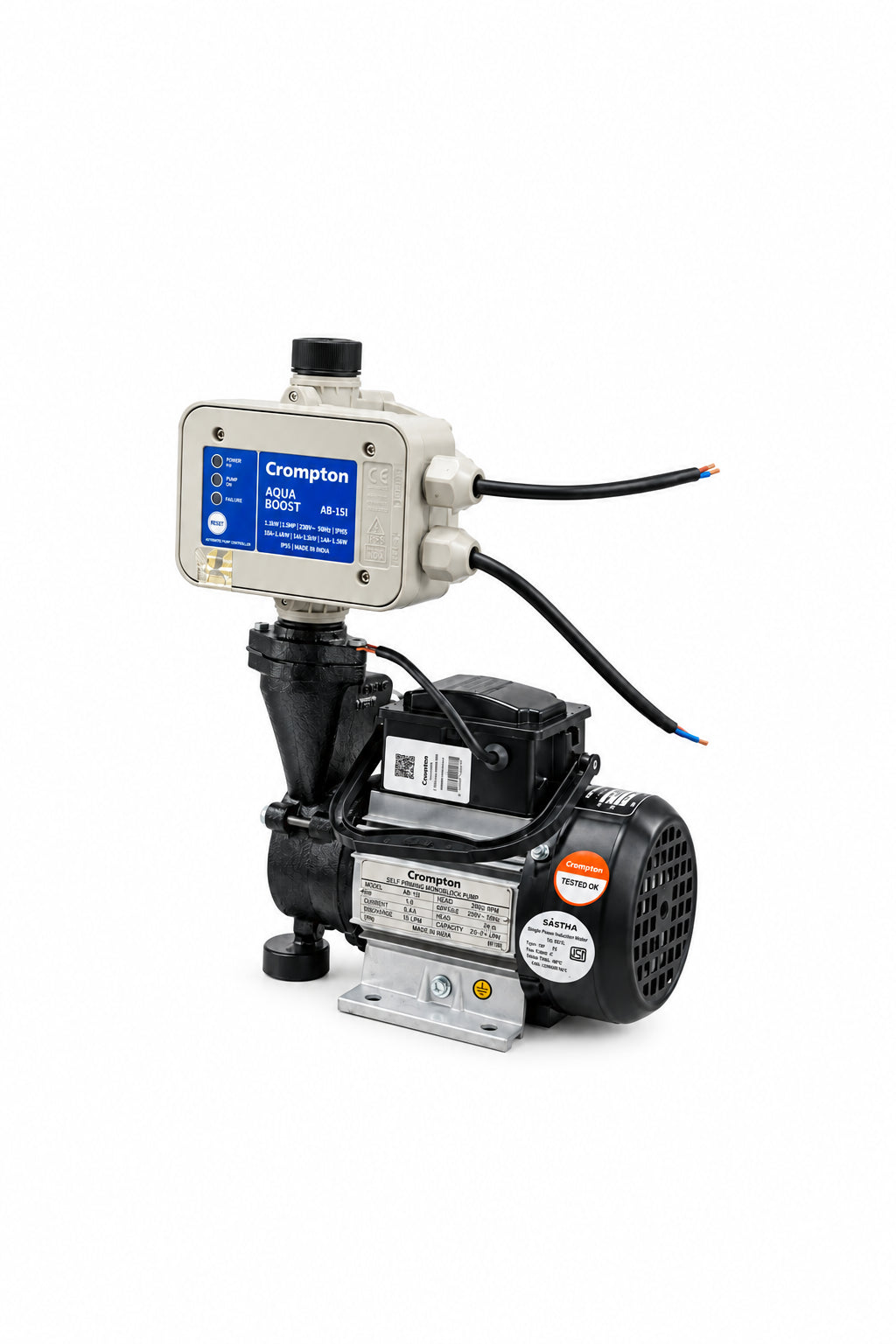 Crompton 0.5 HP self-priming pump and automatic pressure controller kit
