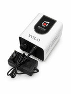 A white and black Volo DEFTY-25 DEBUT25 pump with its black power adapter and cord, shown on a clean white background. AK brothers 